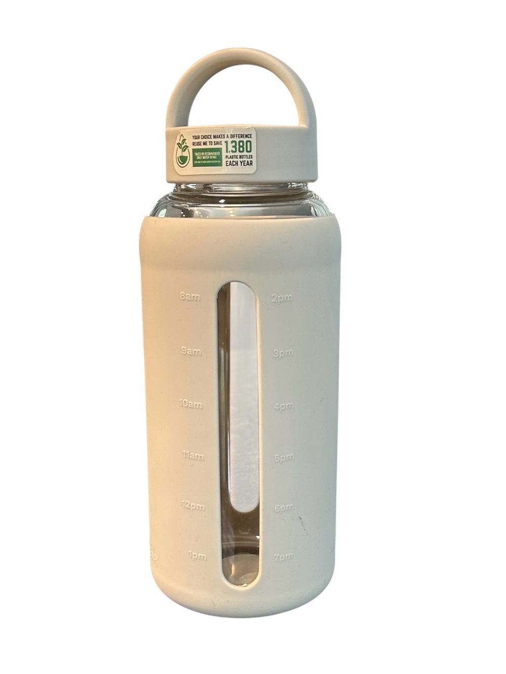 MANNA Glass Water Bottle with Silicone sleeve Beige/Gray Loop handle 27 oz. NEW - Picture 4 of 6